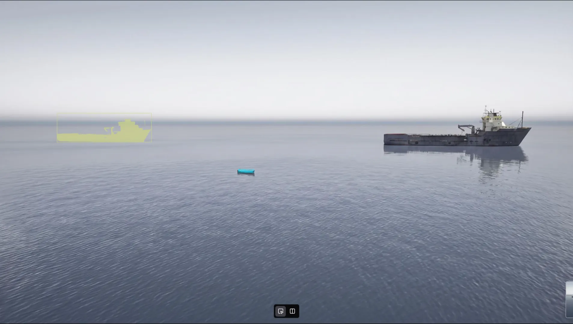 The ship has moved to the right but its segmentation mask stays at the original position