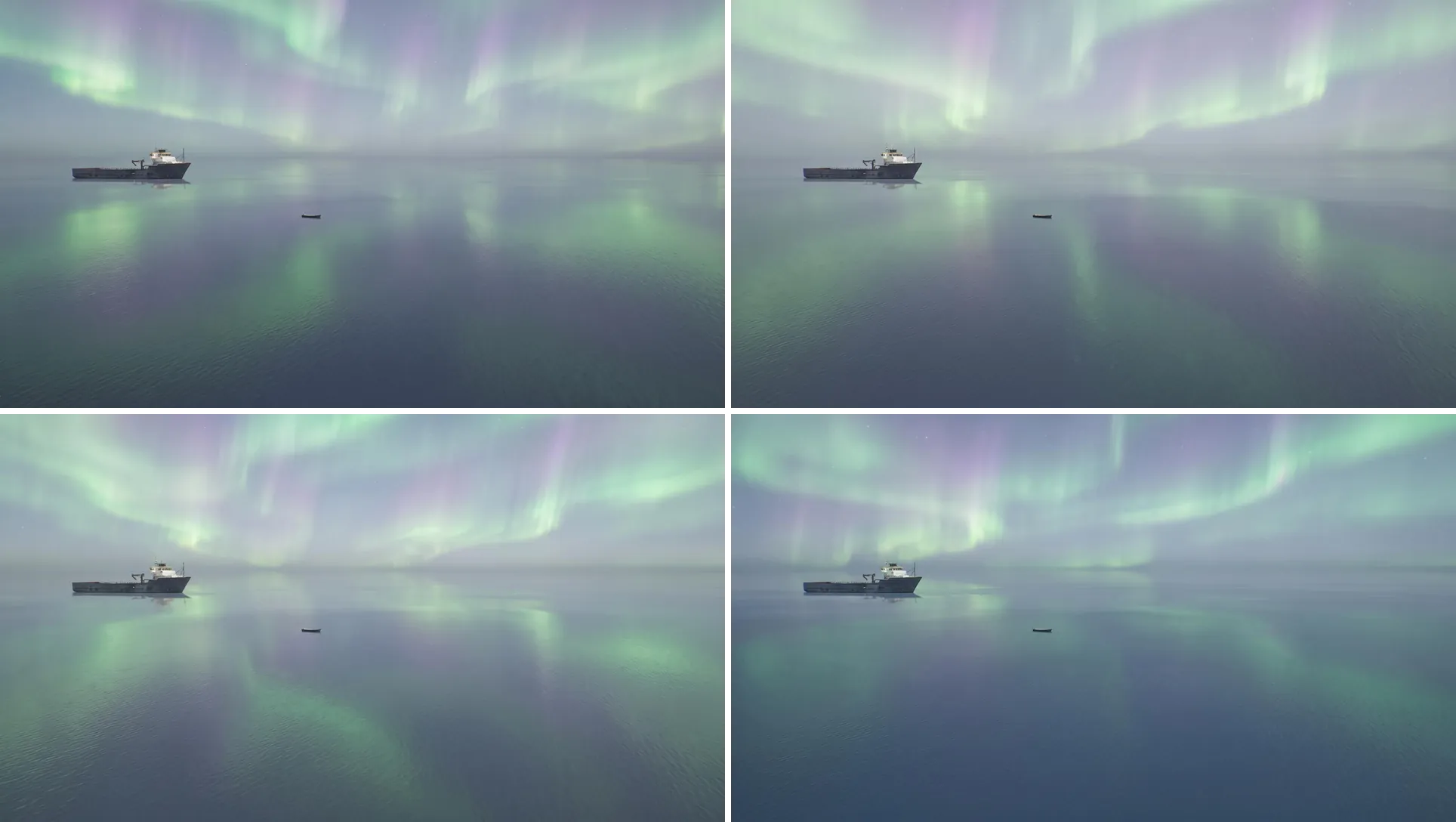 Four consistent aurora borealis generations from the good input image