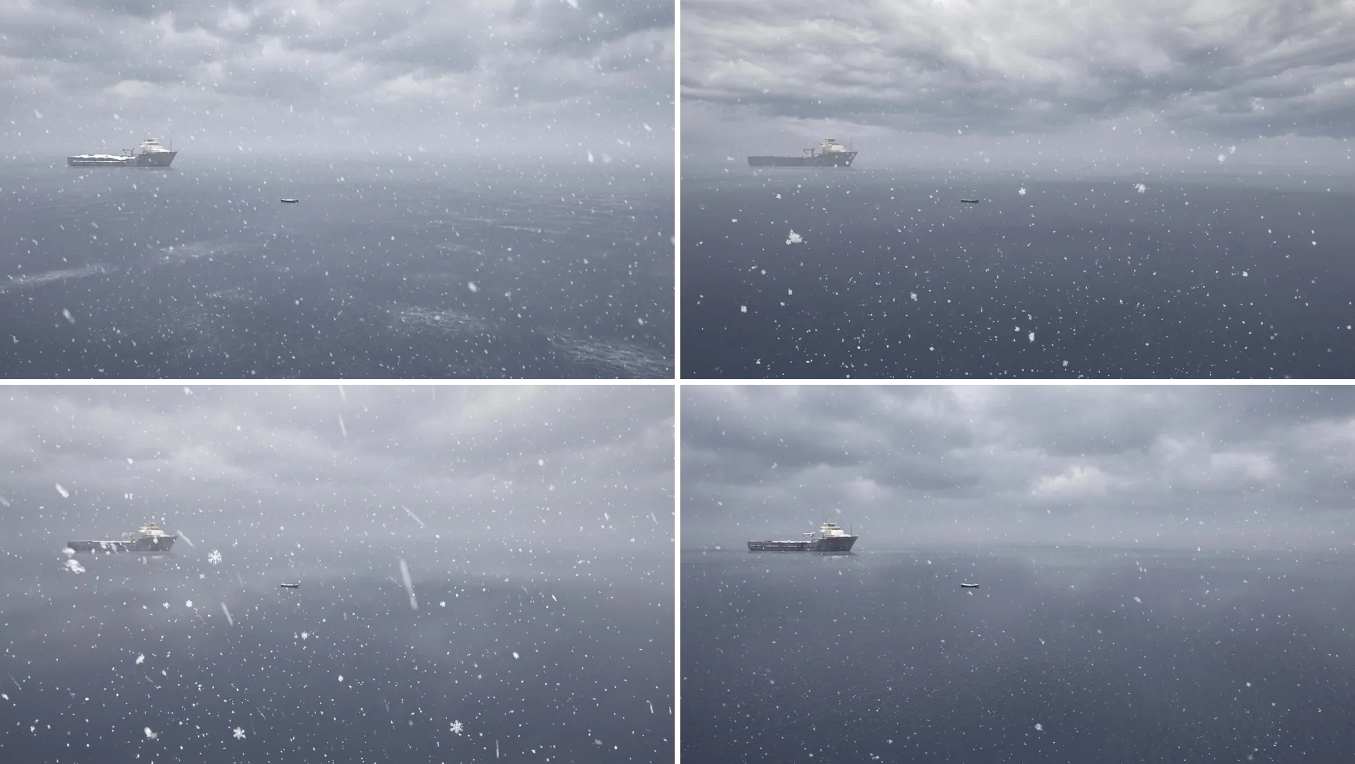 Four consistent snowfall generations from the good input image