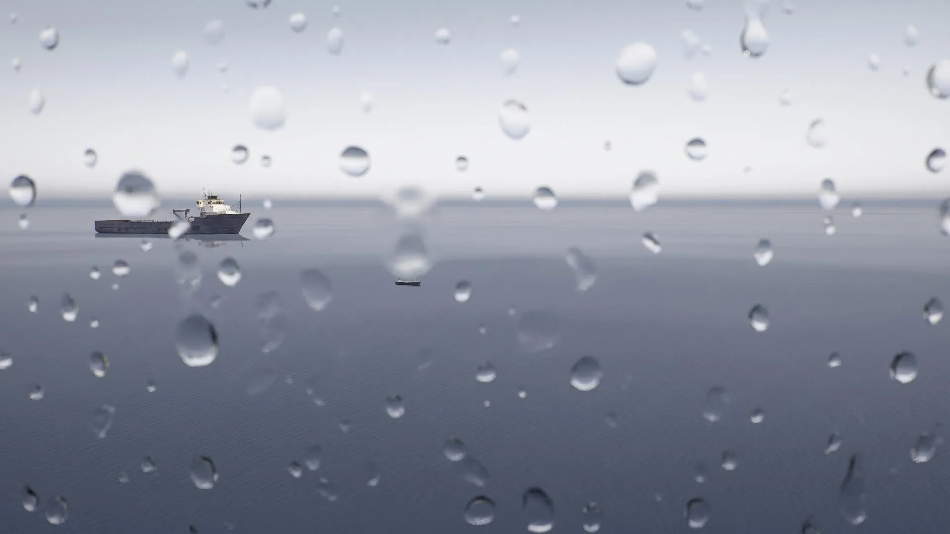Result with water droplets across the lens surface
