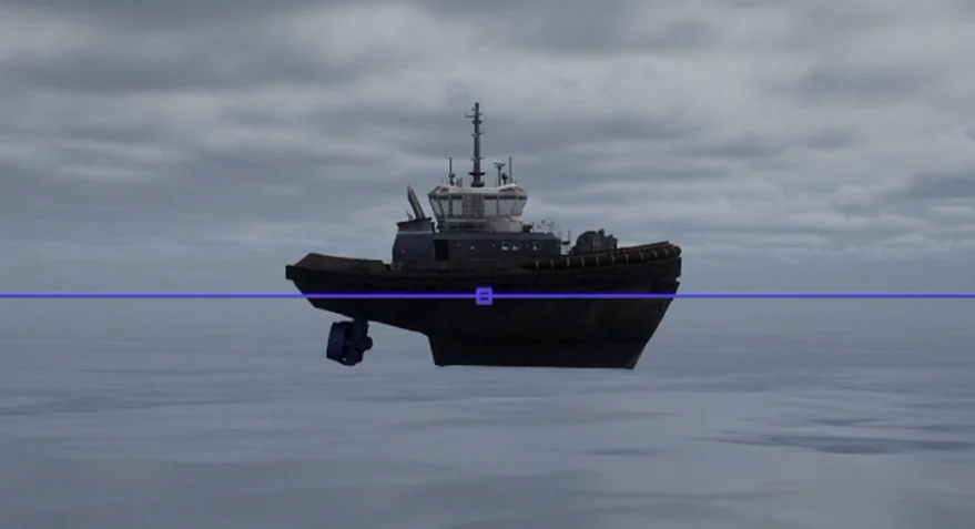 A tug whose pivot point is in the middle, straddling the marker